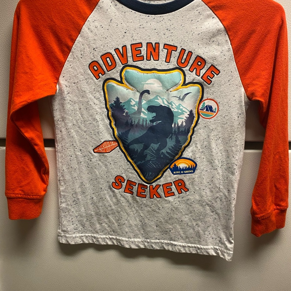 Garanimals Orange and White Long Sleeve Tee Adventure Design